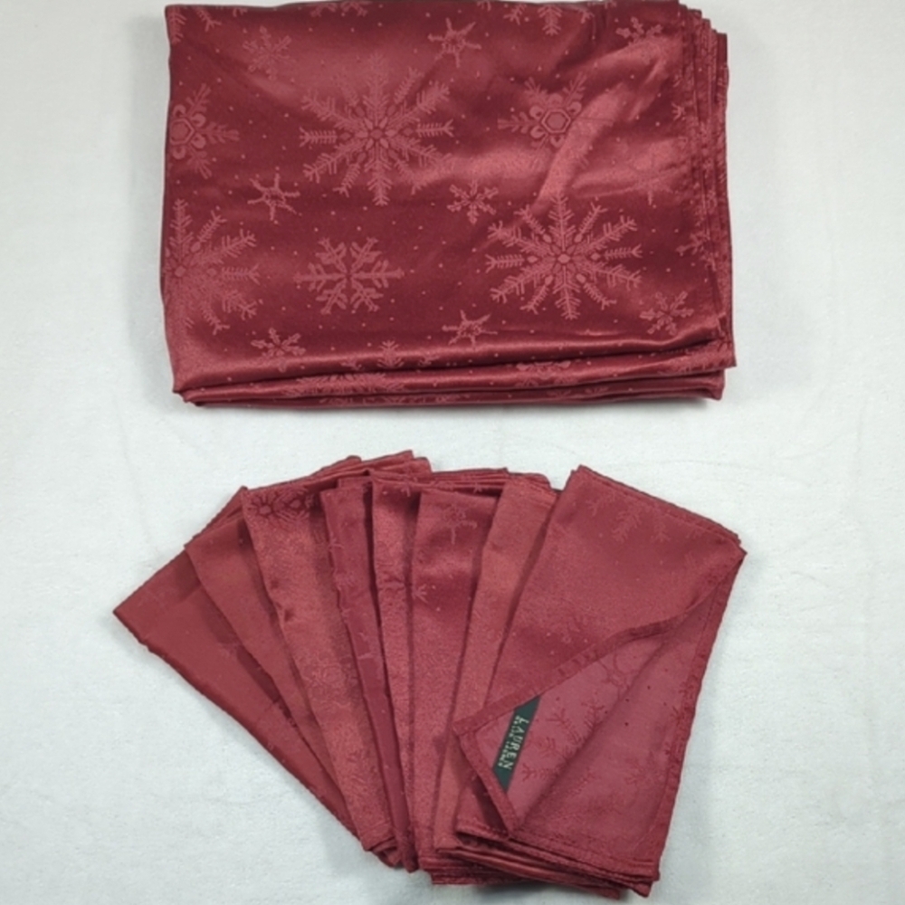 Lauren Ralph Lauren 9‎ Piece Christmas Winter Table Linens
